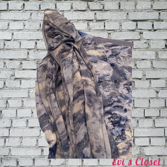 NWT Max Azria Women's One Strap Ruffled Mini Dress Grey/Blue. 100% Silk. Size  L - Picture 4 of 9